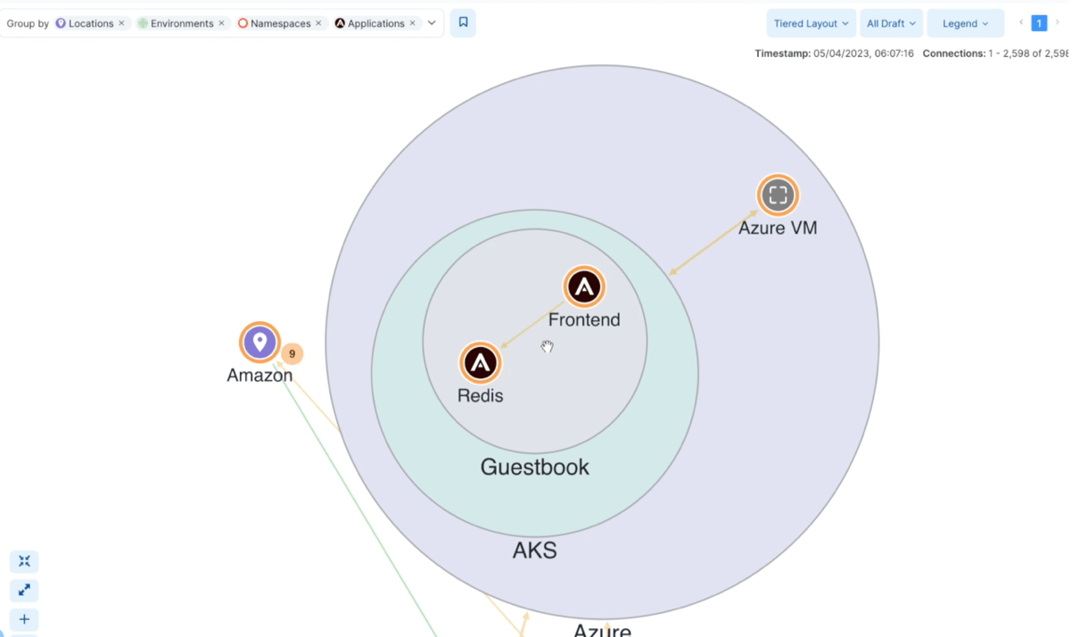 Illumio map showing clusters and cloud environments