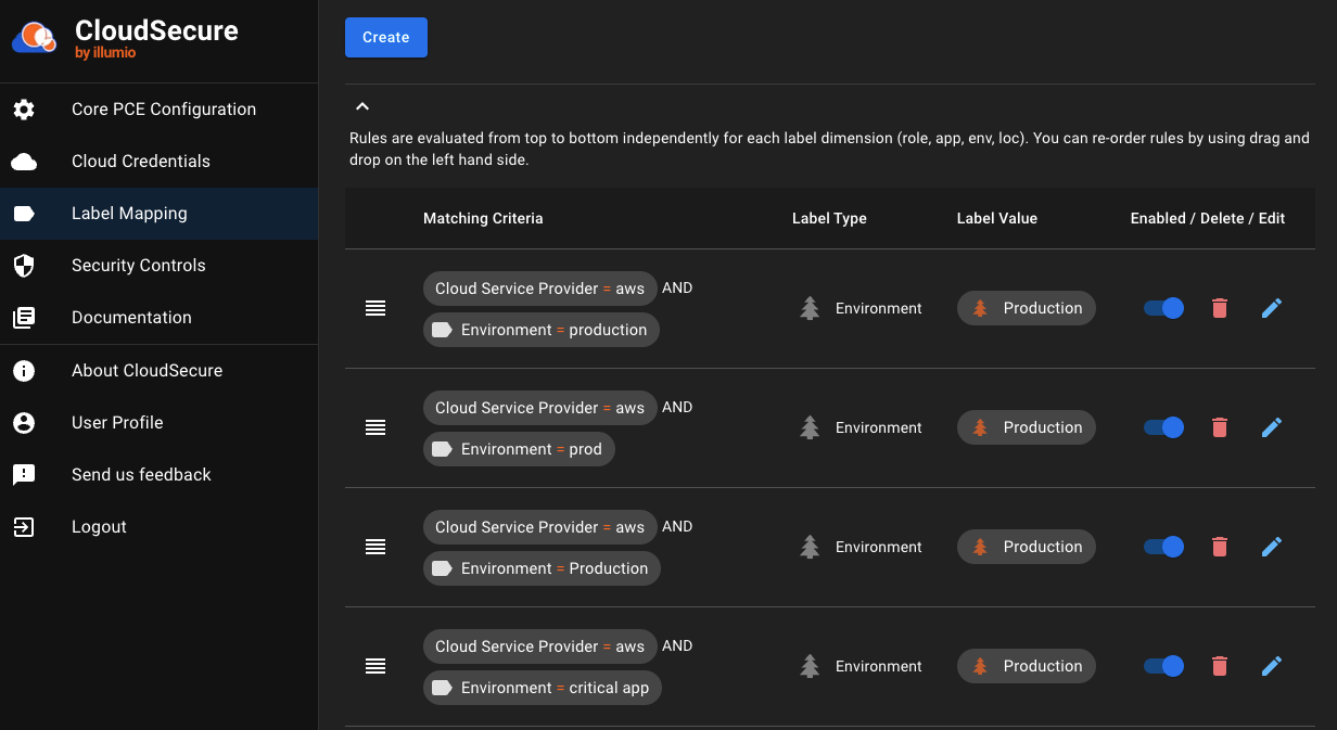 Illumio CloudSecure label mapping