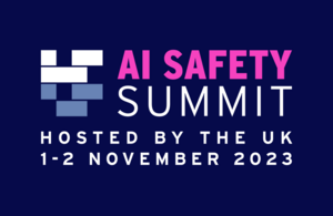 A logo of the AI Safety Summit 2023