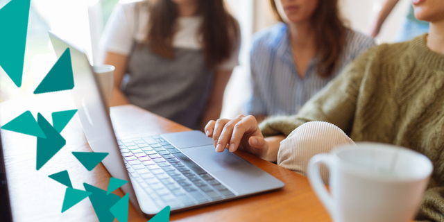 Person with laptop and blurred background